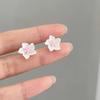 1unit Resin White Blue Camellia Stud Earring for Women Fresh Trend Sweet Adornment Bridal Christmas Gift