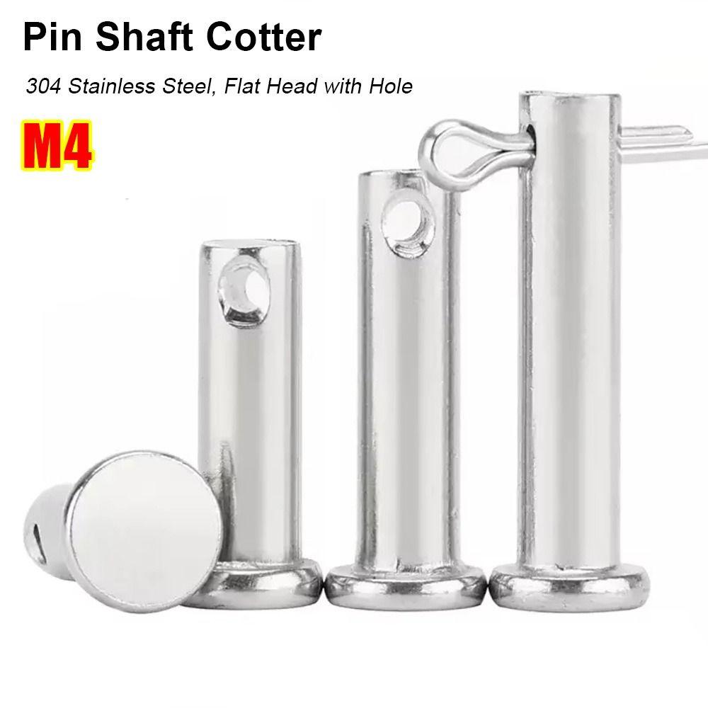 

10Pcs/Set Durable M4 Pin Shaft Cotter Cylindrical 304 Stainless Steel Positioning Pin with Hole Flat Head Plug Pin Set 10Pcs 4x14mm