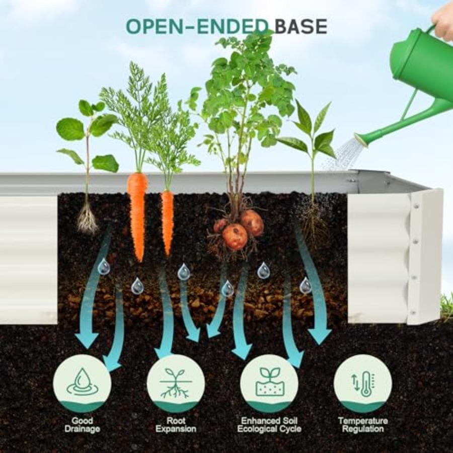 Galvanized Raised Garden Bed 6x2x1ft 2Packs Metal Garden Planter Box Outdoor Steel Raised Bed Kit with Bracing Rods Gloves for