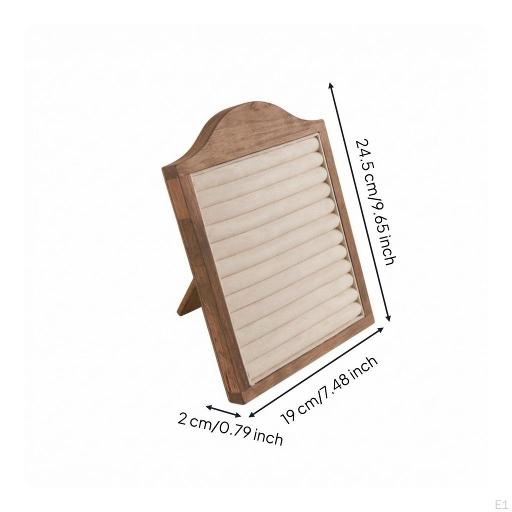 Jewelry Display Board Wooden Rings Holder with Slots Freestanding Earring Easel for