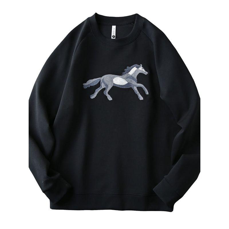 Heavy Industry Embroidery Liquid Ammonia Air Long-staple Cotton Autumn Men's round Neck Long sleeve Bottoming Shirt T-shirt Pullover Casual Hoodie