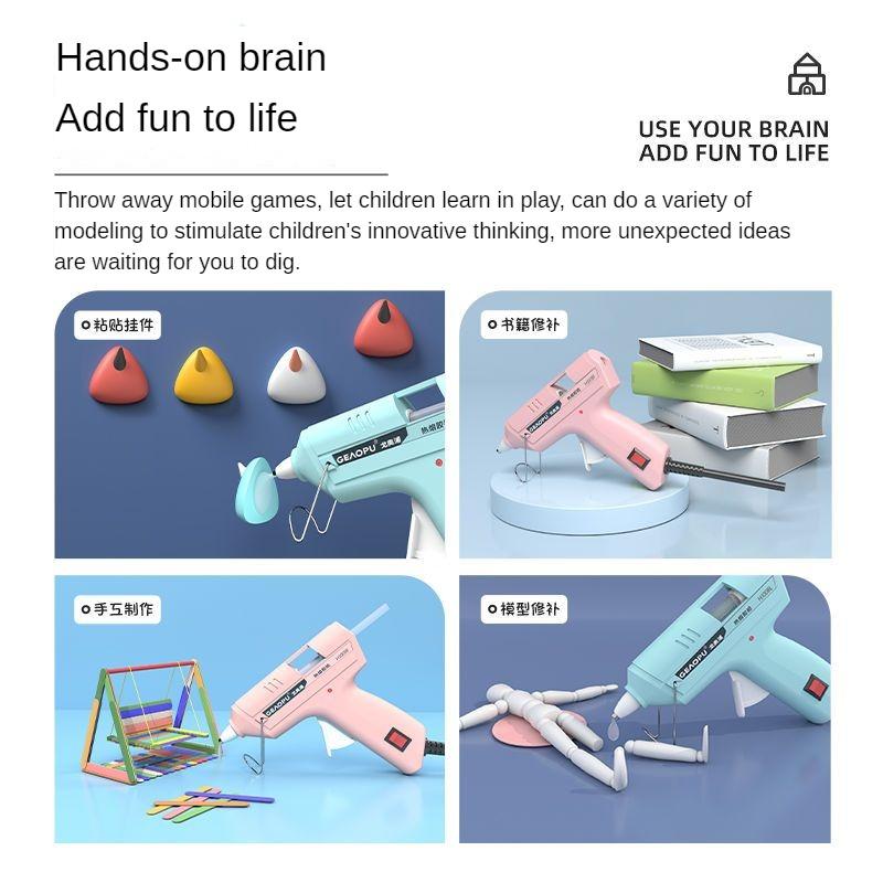 30W Children's Glue Gun Mini Hot Melt Glue Gun Electric Temperature Gun Set with Transparent Glue Stick 7x100mm Electric Tool