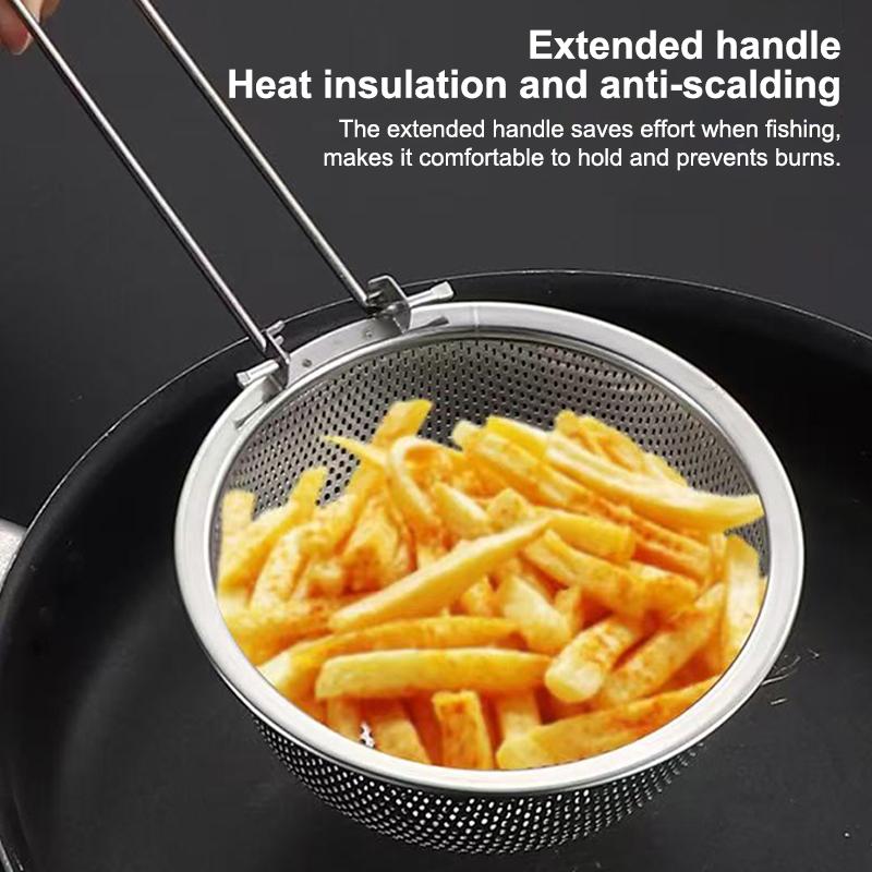 Pasta Basket Blanching Stainless Steel Fry Basket, Spaghetti Strainer, Noodles Strainer For Picking Ramen, Cooking Dumplings 1Pc