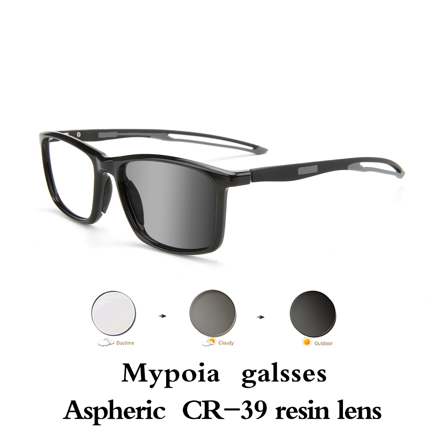 

Sports Photochromic Lens Myopia Prescription Lenses Eyeglasses Men s Chameleon Or Sun Prescription Lenses Glasses Women s TR90 Material Glasses Frame Myopia-1.25