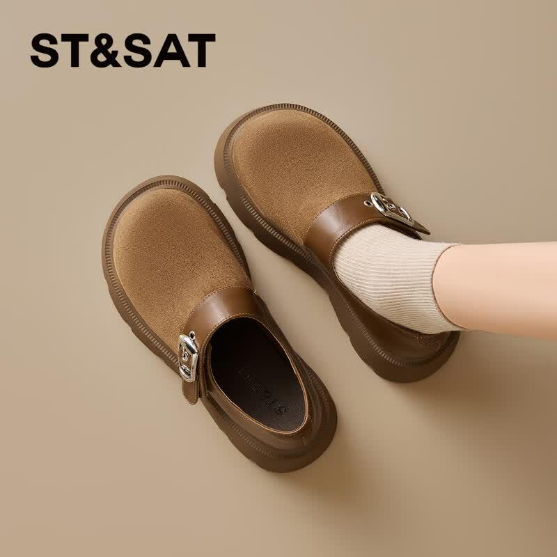 Women s Retro Platform Buckle Loafers 36