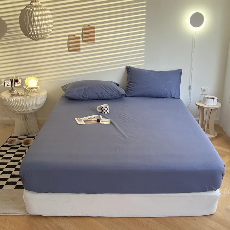 Baumwoll-Matratzenbezug mit elastischem Gummiband Weicher Komfort Spannbettlaken Ins-Stil Einfarbig Bettlaken Verstellbarer Bettschutz