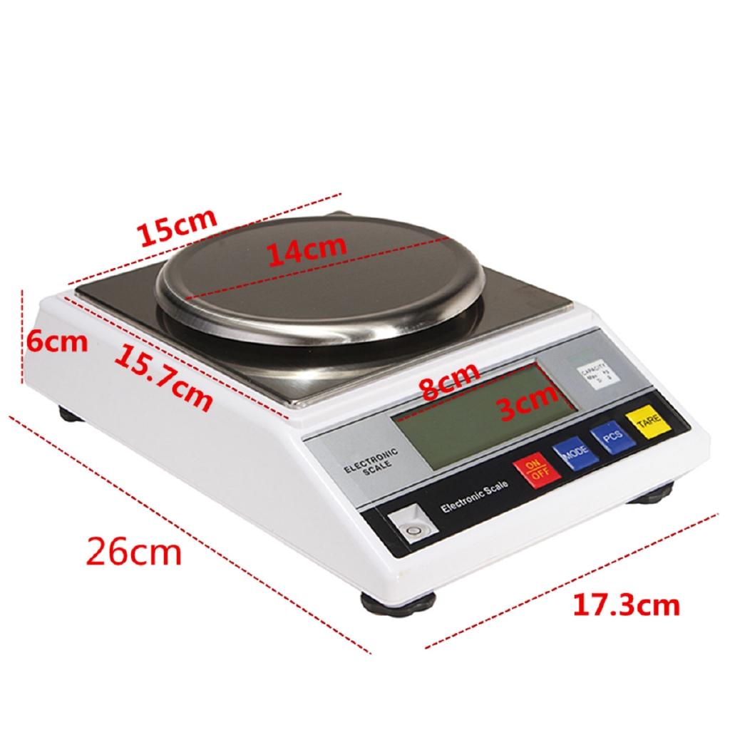 DC 200mA 2kg 7.5V LCD Digital Electric Scale Jewelry Weight Balance Gram with US Plug Power Adapter White