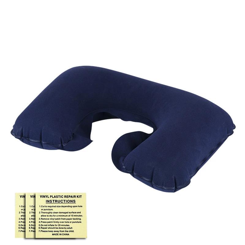 

Надувная флокированная U-образная подушка для путешествий на открытом воздухе. Надувная подушка для хранения и портативного отдыха с заплатой для ремонта проколов