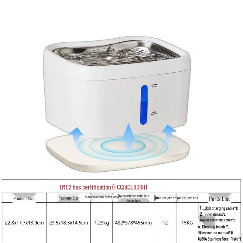 Automatic Smart Cat Water Dispenser with Wireless Induction and Silent Circulation
