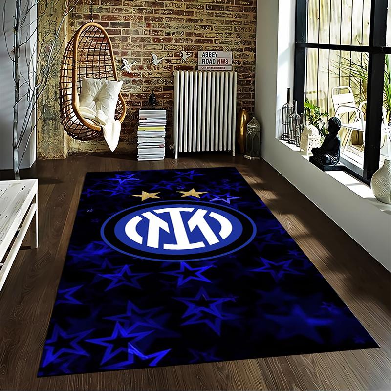 "Blue Star Pattern Carpet with Inter Logo Design for Home Decor" Suitable for use as an anti-slip for living room bedroom sofas