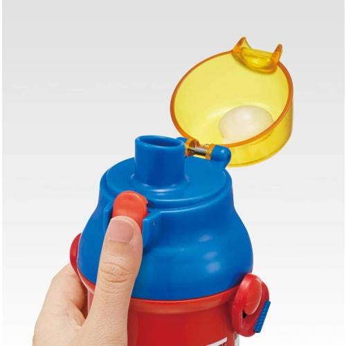 Skater Children's Water Bottle, 480ml, Direct Drinking, Plastic, One-Touch Operation, Dishwasher Safe, Made In Japan, Super Mario 23, Boys', PSB5SANAG