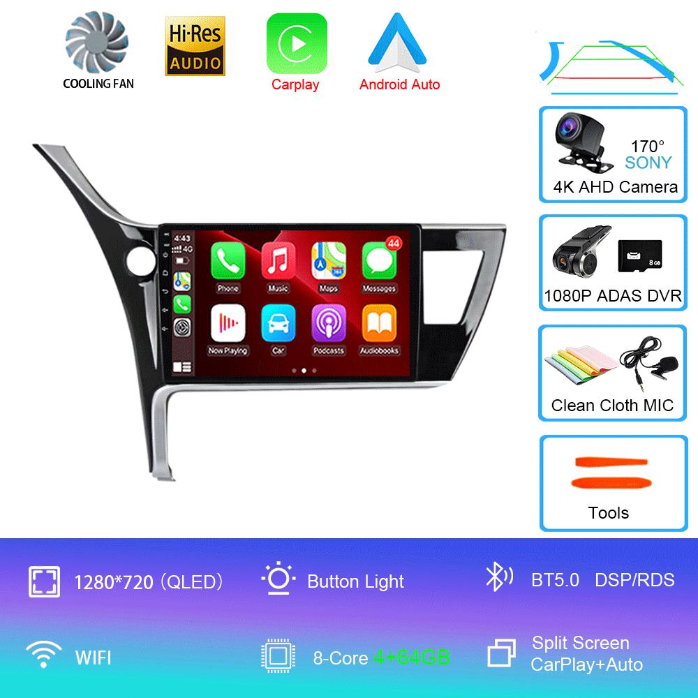 Android 14 Car Stereo Radio For Toyota Corolla 2017-2019 Multimedia Video Player Carplay GPS Navigation 4G WIFI 2 Din 360 Camera