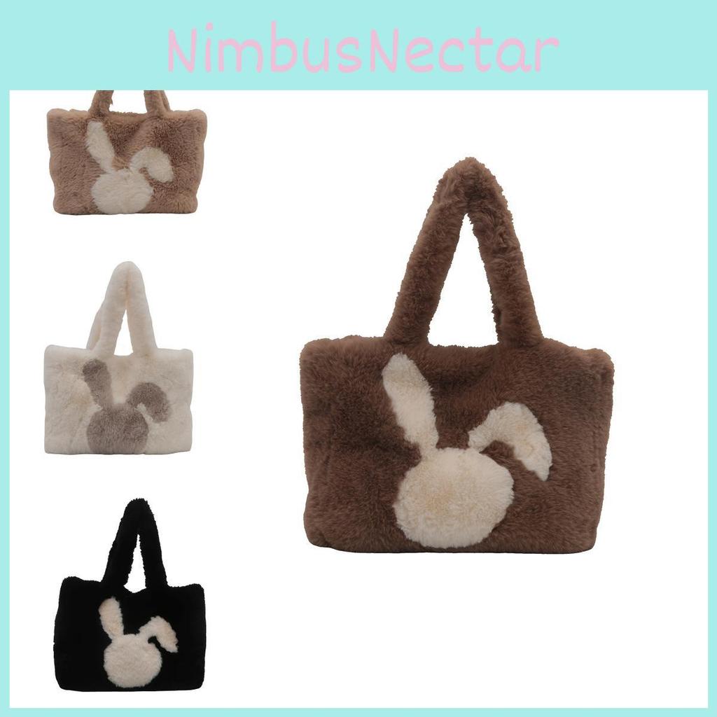 Adorable Plush Rabbit Tote Bag For Women Stylish Winter Large Capacity Bag Shoulder