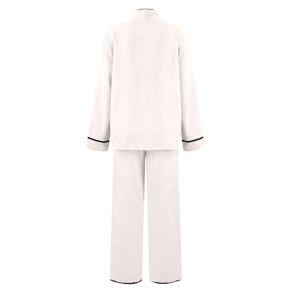 Damen Freizeitanzug Einfarbiges Oberteil mit Tasche Weite Hose Zweiteiliges Set