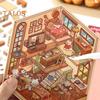 4Pcs DIY Scene Stickers 3D Miniature House Stickers Set Reusable Easy To Use DIY Projects Bookstore Scene Stickers