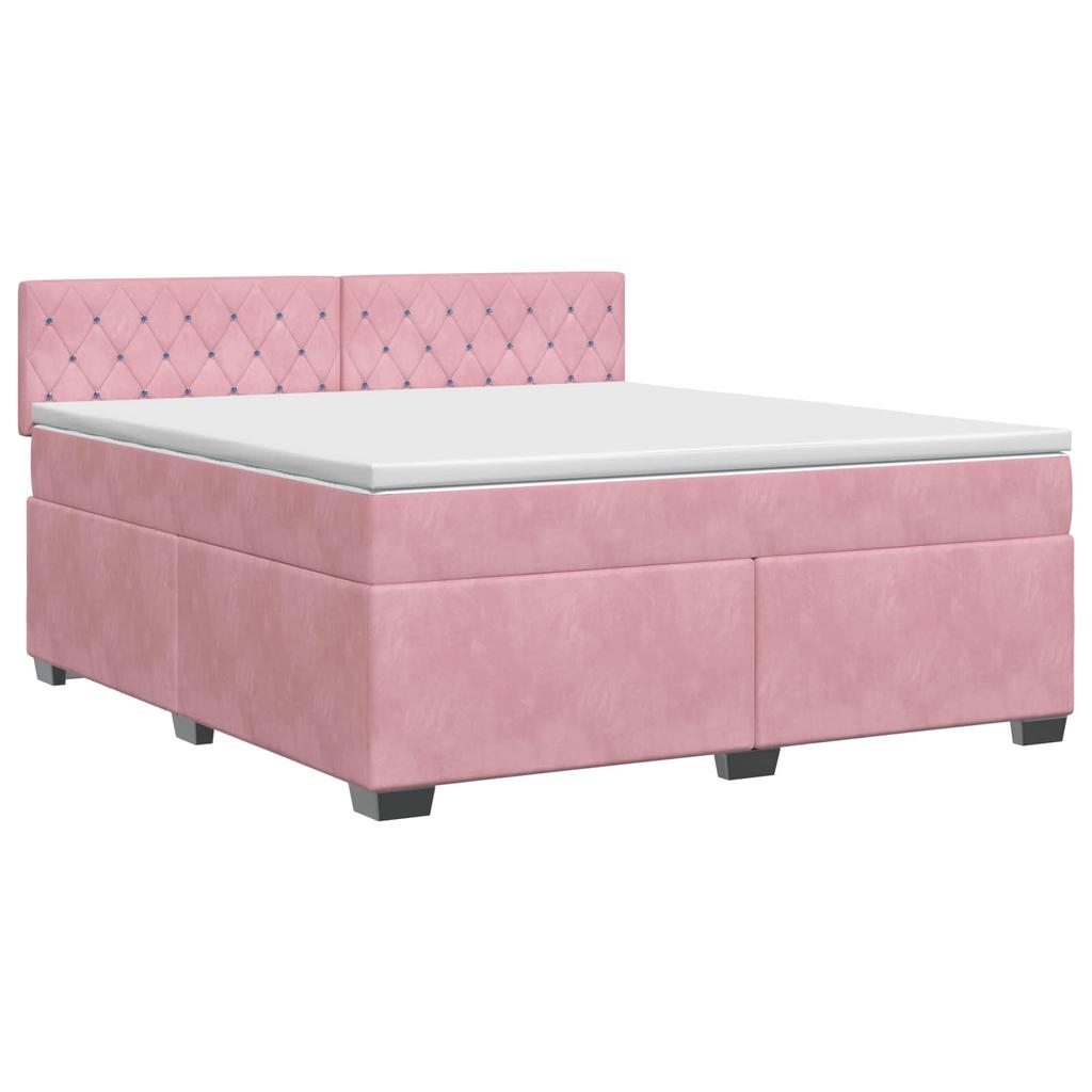 Box Spring Bed with Mattress and Headboard Pink 140 X 200 Cm Velvet