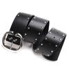 Hop Hip Inspired Women Leather Belt With Double Row Rivets And Large C Buckle