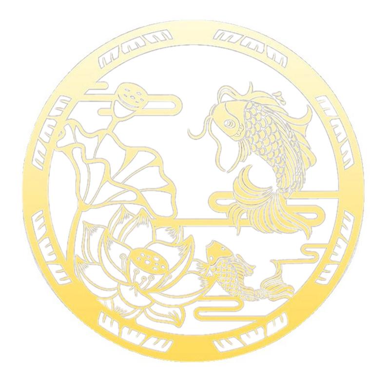 

1Pc Carp Lotus Metal Sticker Lucky Wealth Home Feng Shui Decoration Mobile Phone Stickers Car Sticker Decals золотий