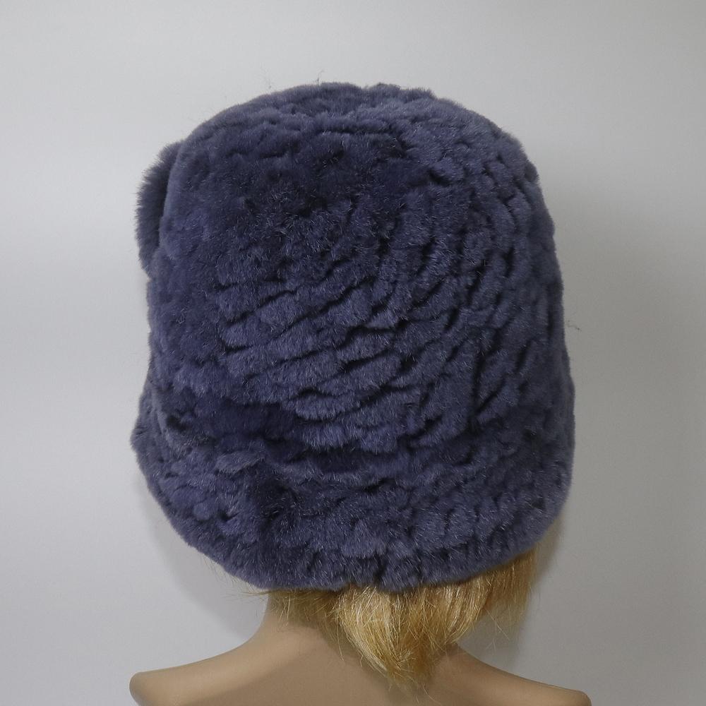 Winter Women Outdoor Knitted Real Rex Rabbit Fur Hat Natural Warm Fur Bucket Hats Girls Fashion Fluffy Real Rex Rabbit Fur Caps