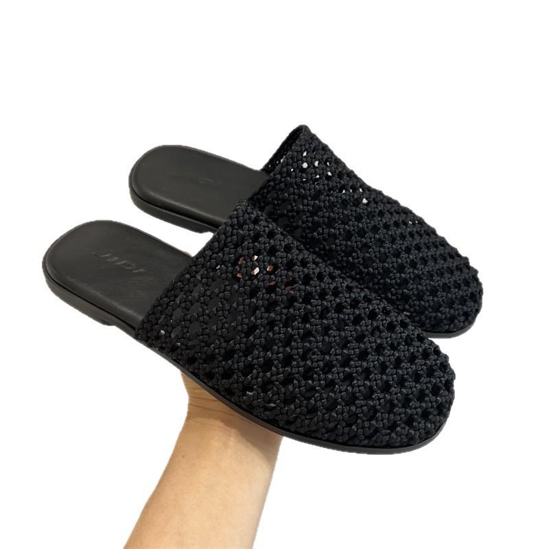 Summer new products fresh literary woven cool slippers flat-bottomed outer wear fashion shoes hollow casual slippers
