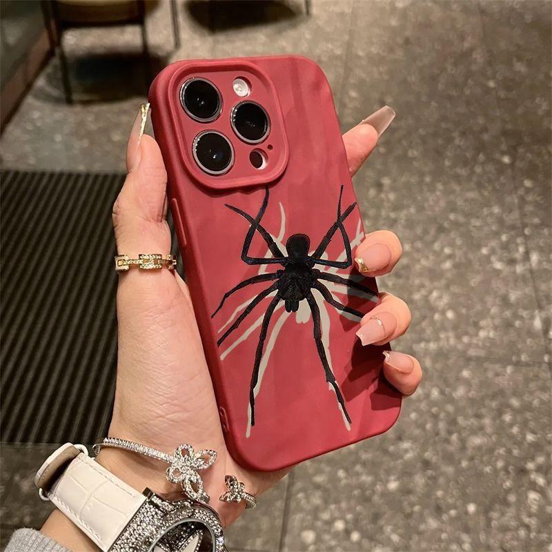Creative Black Spider iPhone17promax mobile phone case for Apple 16promax pleats 14 matte 15