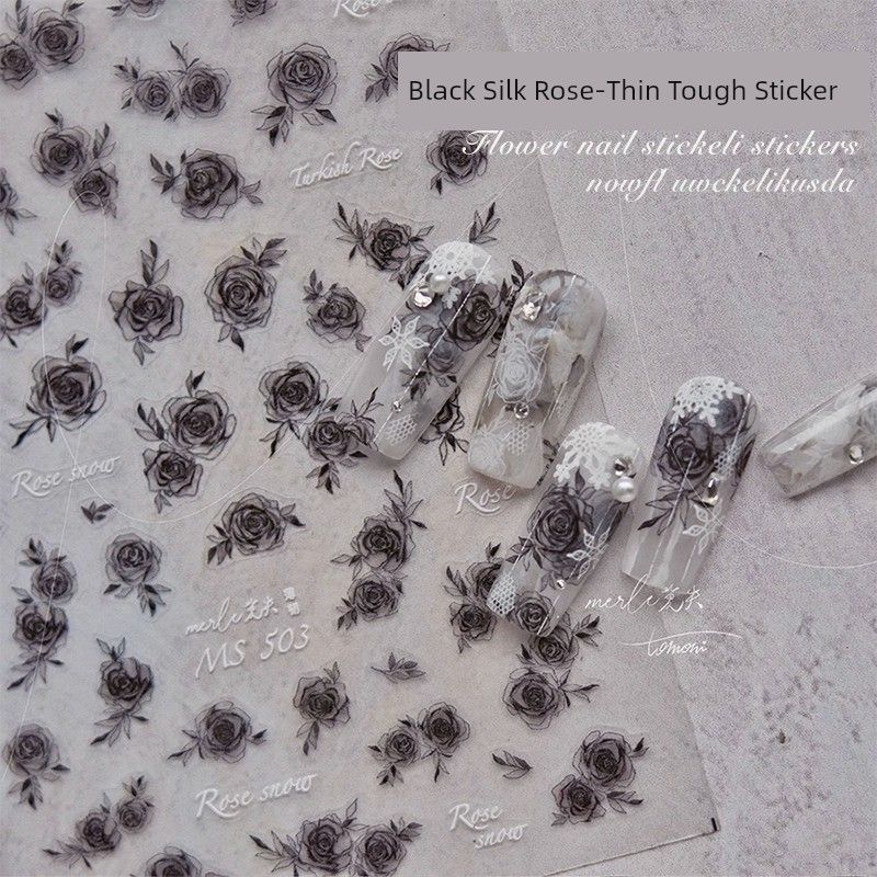 

Новый китайский стиль, национальный стиль, наклейки для ногтей Xingshi, год Змеи, праздничный розовый, голова льва, 3D-рельеф, наклейки для ногтей, украшения Silver([Black Silk Rose] Thin Tough Sticker)
