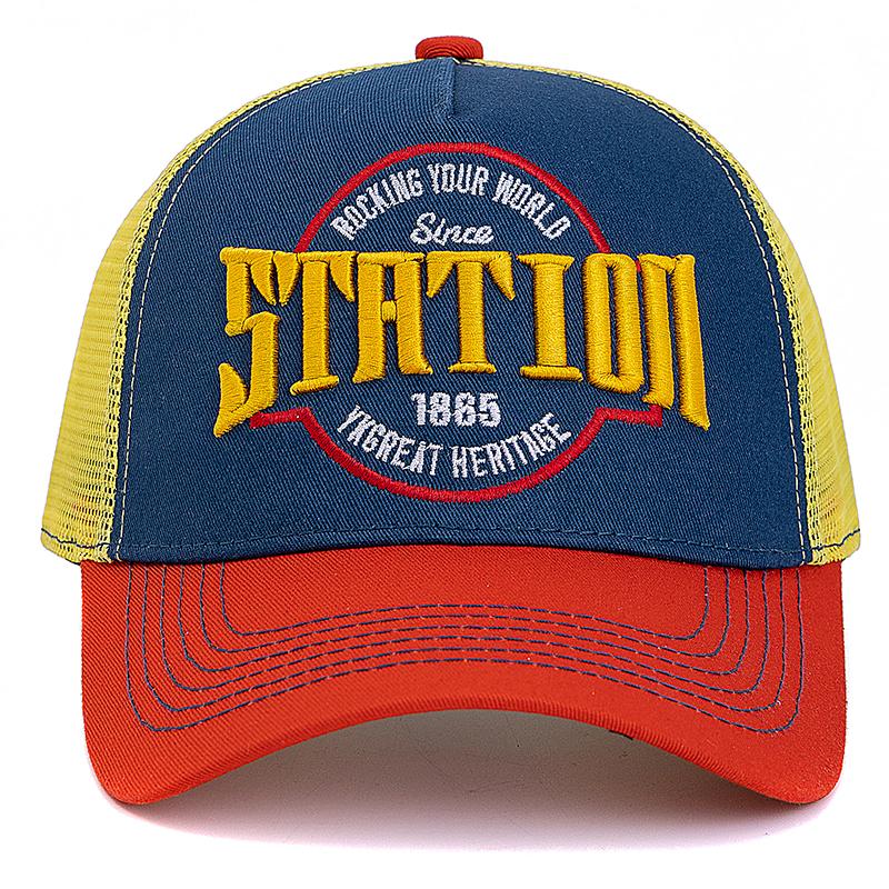 Hot Sale Unisex Baseball Cap Classic STATION Letter Pattern Mesh Cap Men & Women Breathable Summer High Quality Trucker Hat