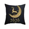 New Black Hot Stamping Christmas Pillow Cover Golden Elk Christmas Tree Sofa Cushion Cover Home