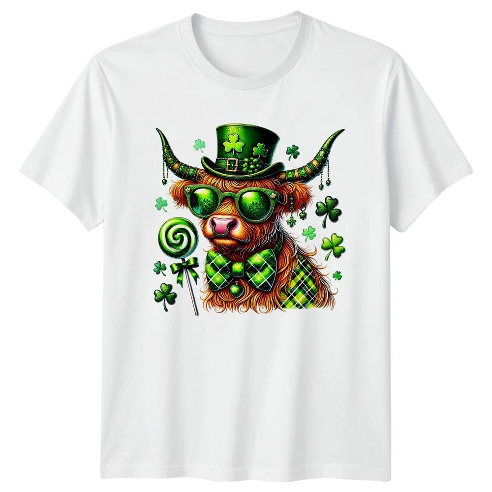 Highland Cow Saint Patricks Day Holidays Unisexs Unisexs Graphic Tee Shirt S