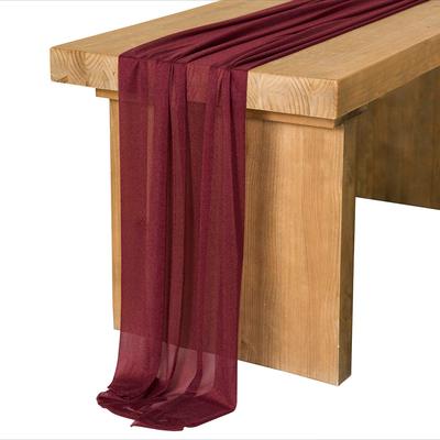 Chemin de table en mousseline douce rouge rouille, Chemin de table transparent vert sauge pour mariage, Chemin de table romantique rustique pour décoration de table de mariage et de Noël