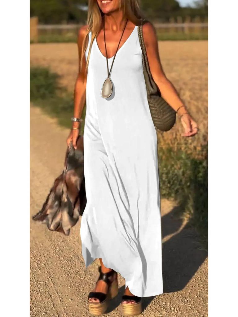 2025 Summer Women's Trendy V-Neck Spaghetti Strap Dress