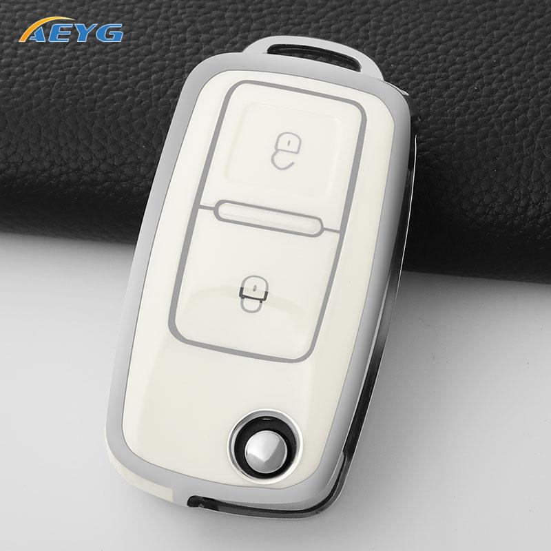 Tpu Car Flip Key Case Fob Keychain Suit For Volkswagen Vw Polo Golf Passat Tiguan Beetle Caddy Eos Skoda Octavia Seat Leon Altea