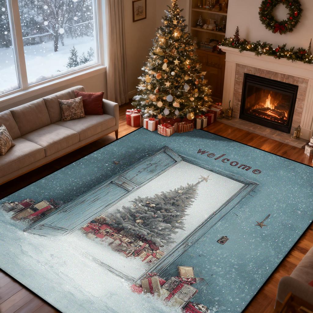 Christmas Style Big Living Room Rugs Home Decoration Luxury Bedroom Carpet Cartoon Washable Mat for Lounge Floor Rug Dining Room