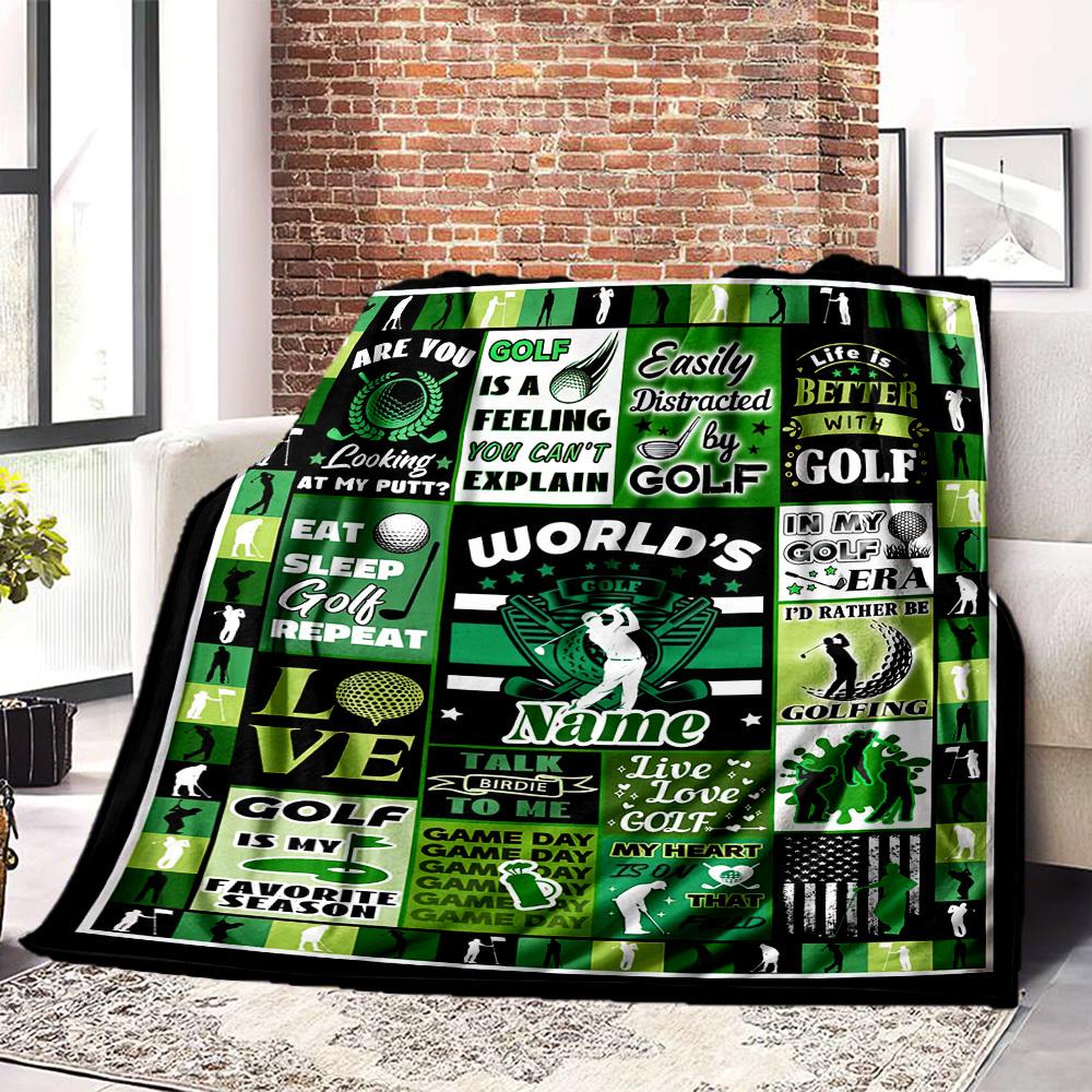 Golf World'S Love Talk Birdie To Me Game Day Favorite Season Home Customize Your Name Blankets Comfortable Soft Lightweight Allseason Multipurpose