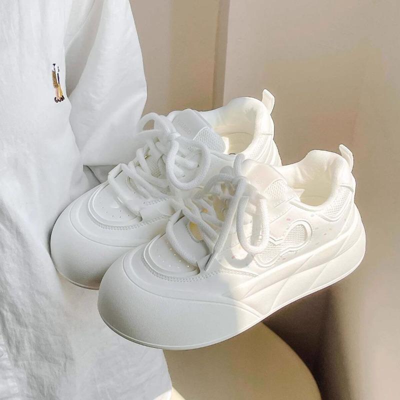 Summer Mesh Breathable Bread Shoes Women's New Platform White Shoes Original Niche Versatile Sports Board Shoes