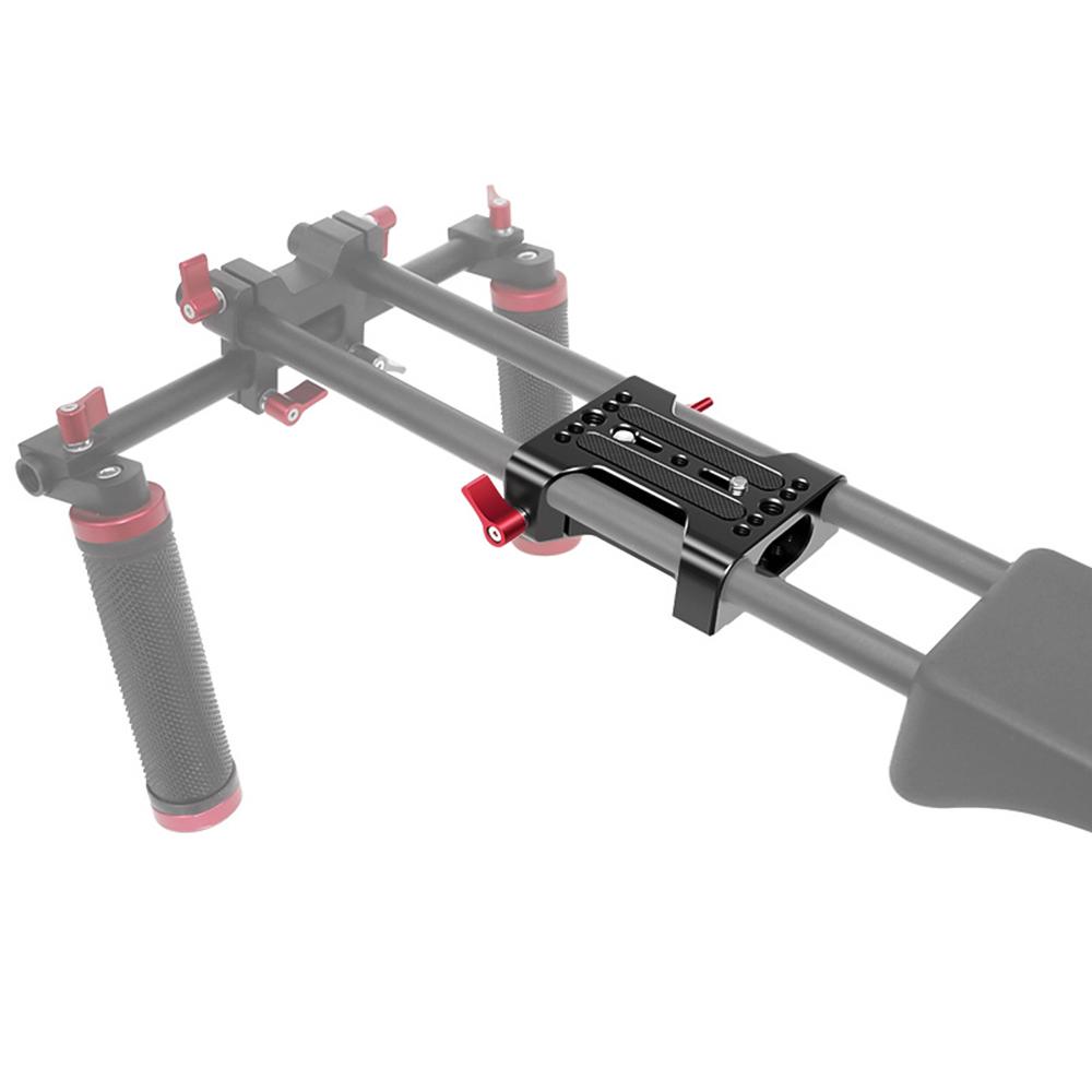 Multipurpose Camera Base Plate with 15mm Rod Rail Clamp Tripod Mounting Baseplate Aluminum Alloy