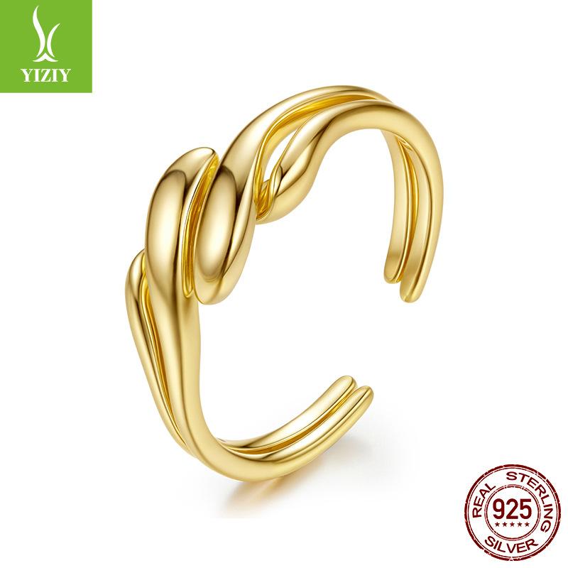 S925 Sterling Silver Couple'S Two-In-One Ring, Fashionable Personality Cold Wind Metal Texture Ring Ring