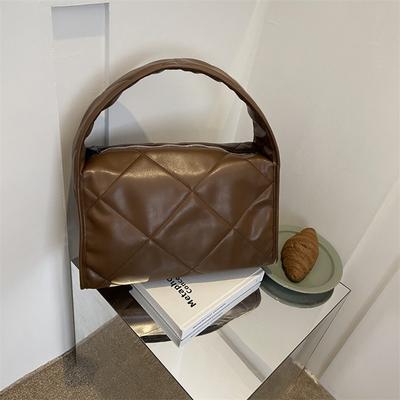 Fashion Rhombus Handbag Women's Winter New Casual Versatile Large Capacity Shoulder Underarm Bag Cotton Clothing Bag