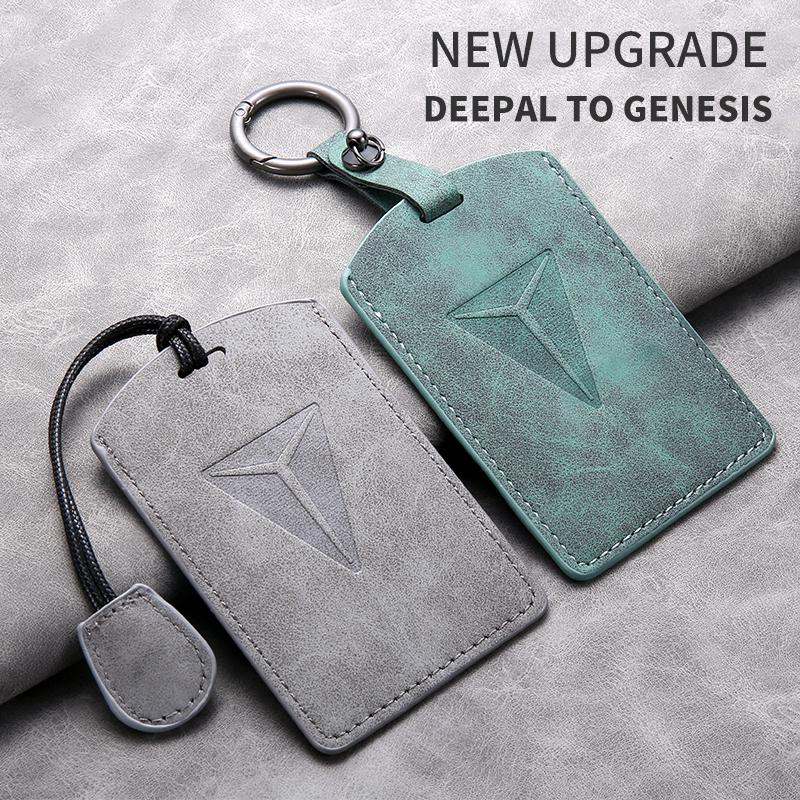 For Changan Deepal S7 SL03 NFC Card Sheepskin Car Key Case Remote Cover Shell Keychain Ring Holder Fob Bag Interior Accessories