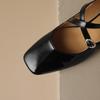 Genuine Leather Black Wine Red Women Pumps Med Heel Small Big Size 31 48
