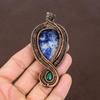 Natural Sodalite,Green Onyx Stone Handmade Copper Wire Wrap Pendant 3.74" Q3E19