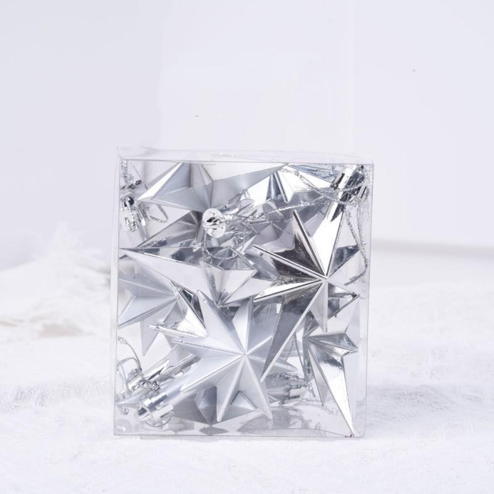 12Pcs Plastic Golden Octagonal Star Ornaments Special-shaped 3D Christmas Tree Star Decorations 12Pcs Electroplated