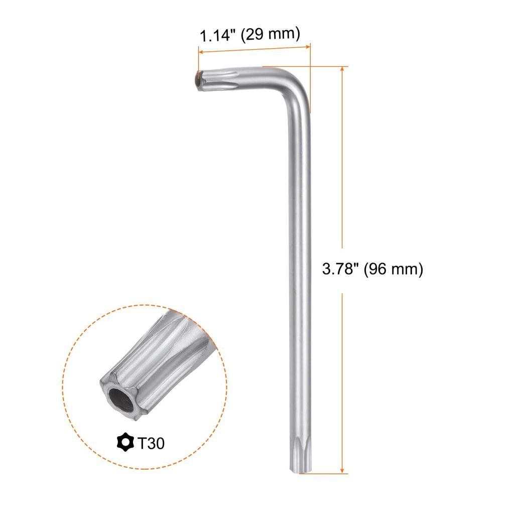 Uxcell T30 Torx Starkey Chrome Vanadium Steel Hand Tool for Automotive and Home Set of 2 Tamper-Proof Wrench, L-Shaped 6-Point Wrench, Repairs,
