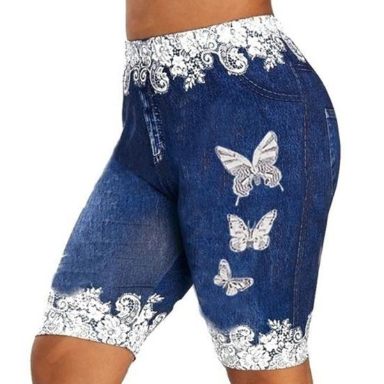 

Шорты для тренировок, женские облегающие шорты длиной до колена с бабочками для ежедневного ношения XL темно-синий