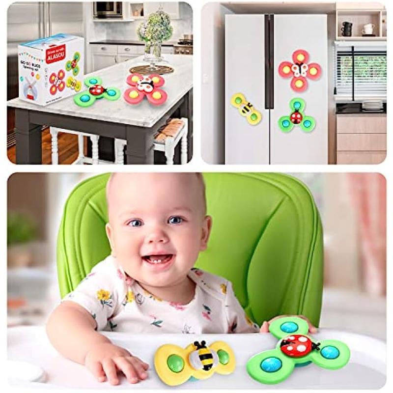 3 szt. Przyssawka Spinner zabawki dla 1-2-letnich chłopców|bączek zabawki dla dzieci urodziny prezenty dla dzieci dla 1-letnich dziewczynek|zabawki sensoryczne