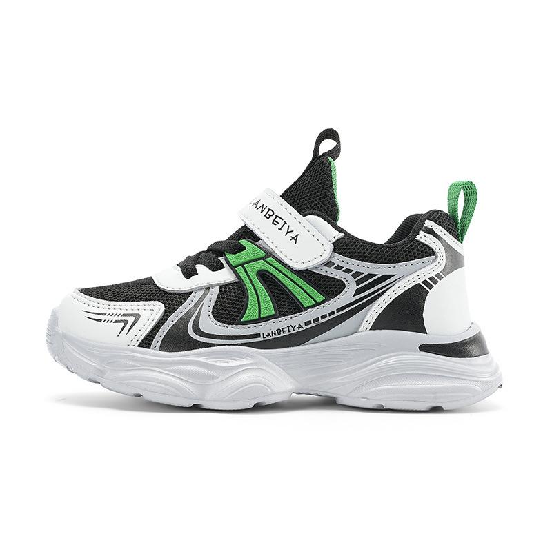 2025 New Boys Sneakers Mesh Breathable Lightweight Velcro Soft Sole Students Middle School Elementary School Students