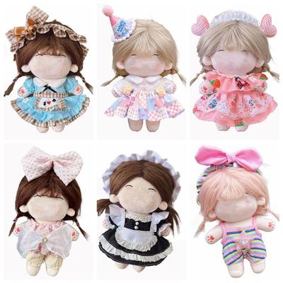 20CM Doll Clothes Playing House Photo Props Miniature Dress Suit Multicolor Lolita Maid Attire Doll Headwear Dress Set