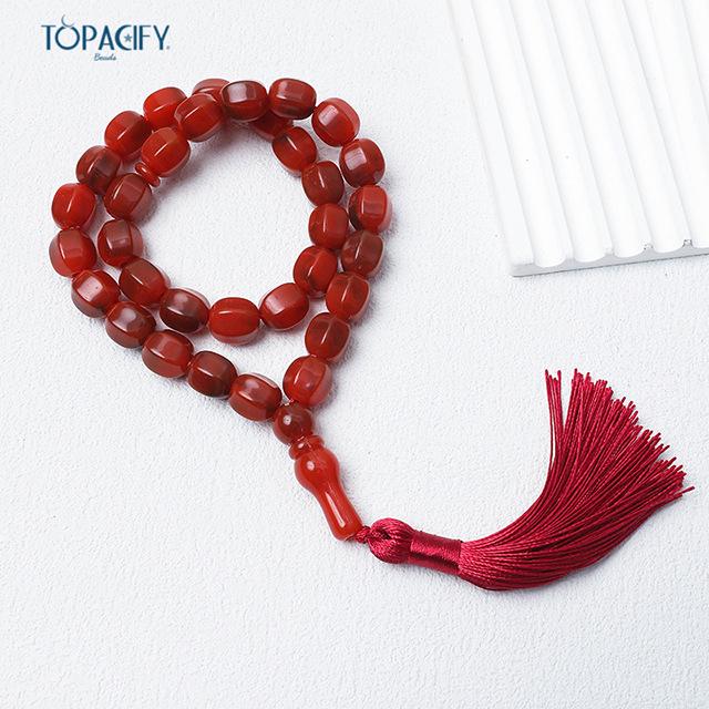 Handheld 99-Bead Muslim Prayer Rosary, 12mm Beads, Palestinian Islamic Rosary