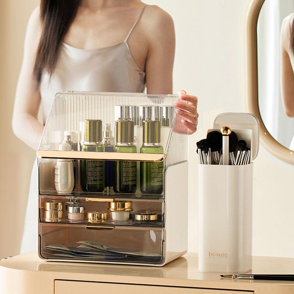 Dustproof Makeup Brush Storage Tube with Lid Makeup Brush Box  Desktop Organizer