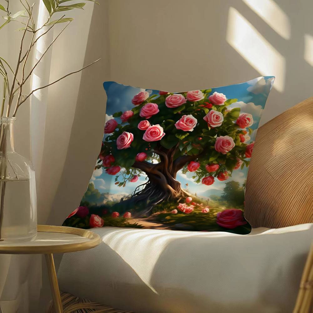 

Красивые цветы Болгарская роза-S Наволочка Шелковистая элегантная Комфорт Диван-кровать Невидимая молния Пляжная наволочка 12x12Inch